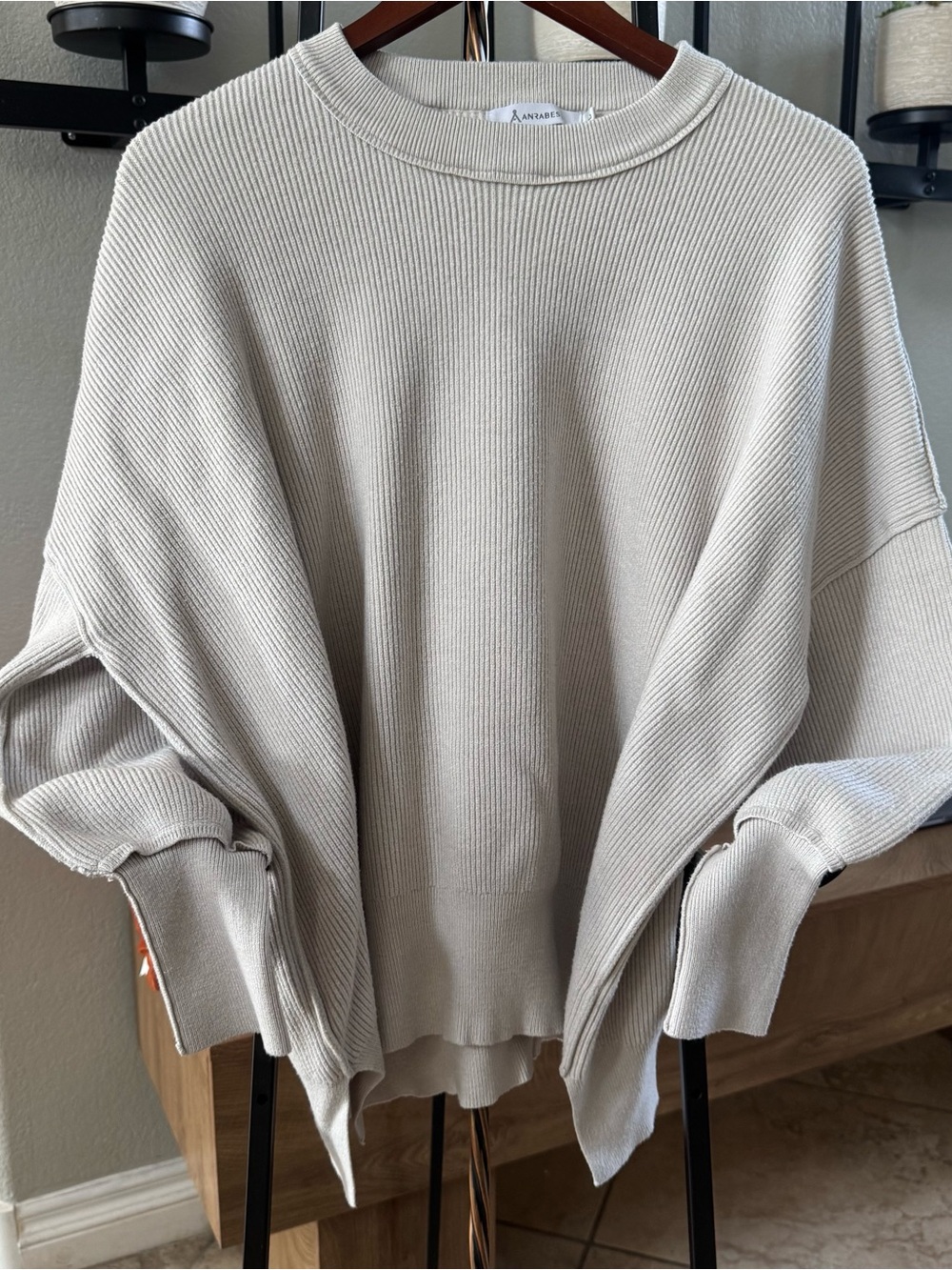 Casual Scoop-Neck Sweater in Light Beige-Heavy